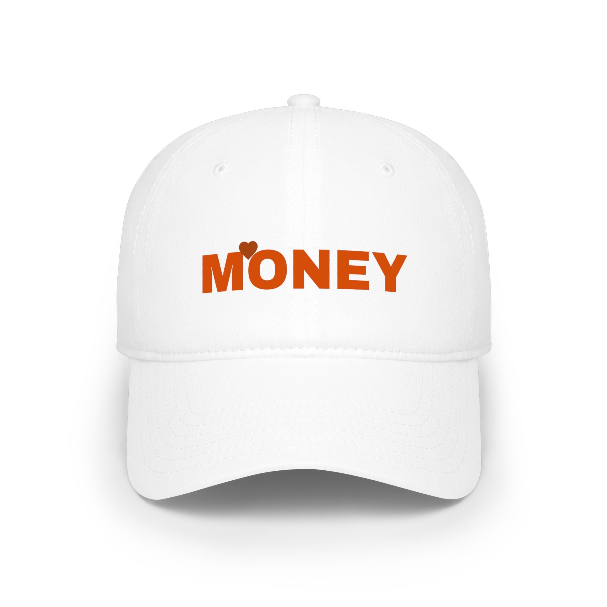 Money Embroidered Baseball Cap - Minimal Red Low-Profile Hat