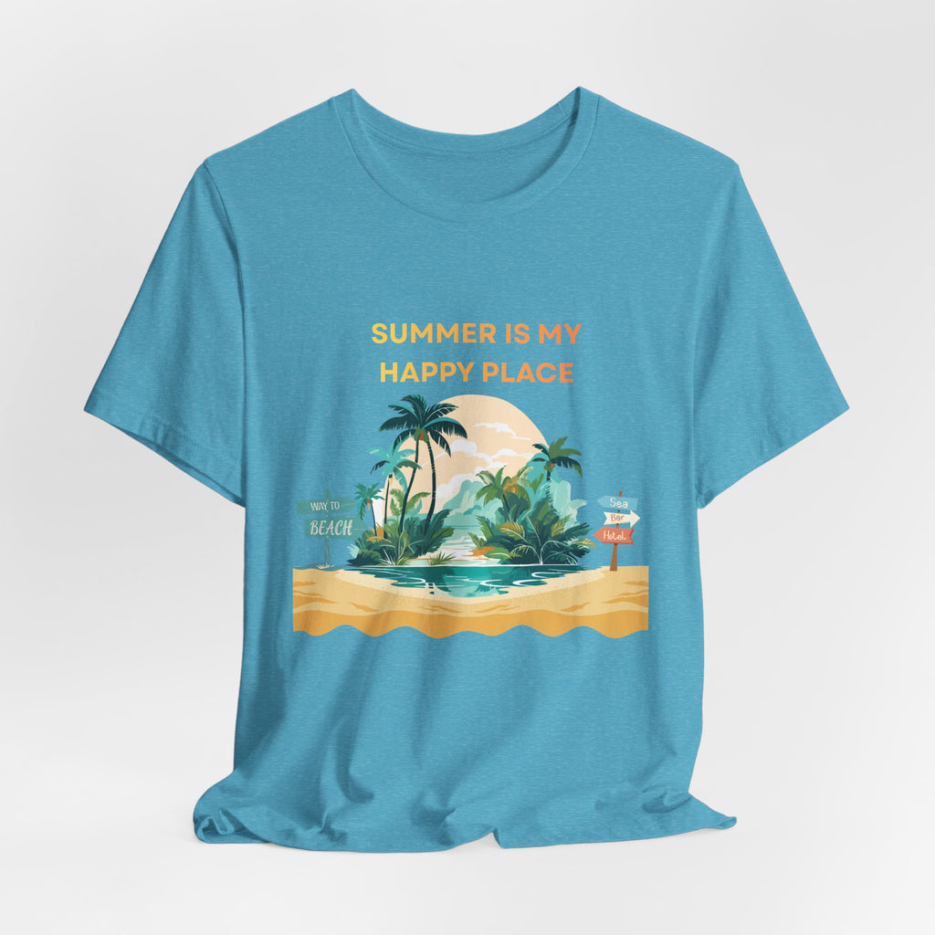 Summer Vibes Beach T-Shirt - "Summer Is My Happy Place" Graphic Tee