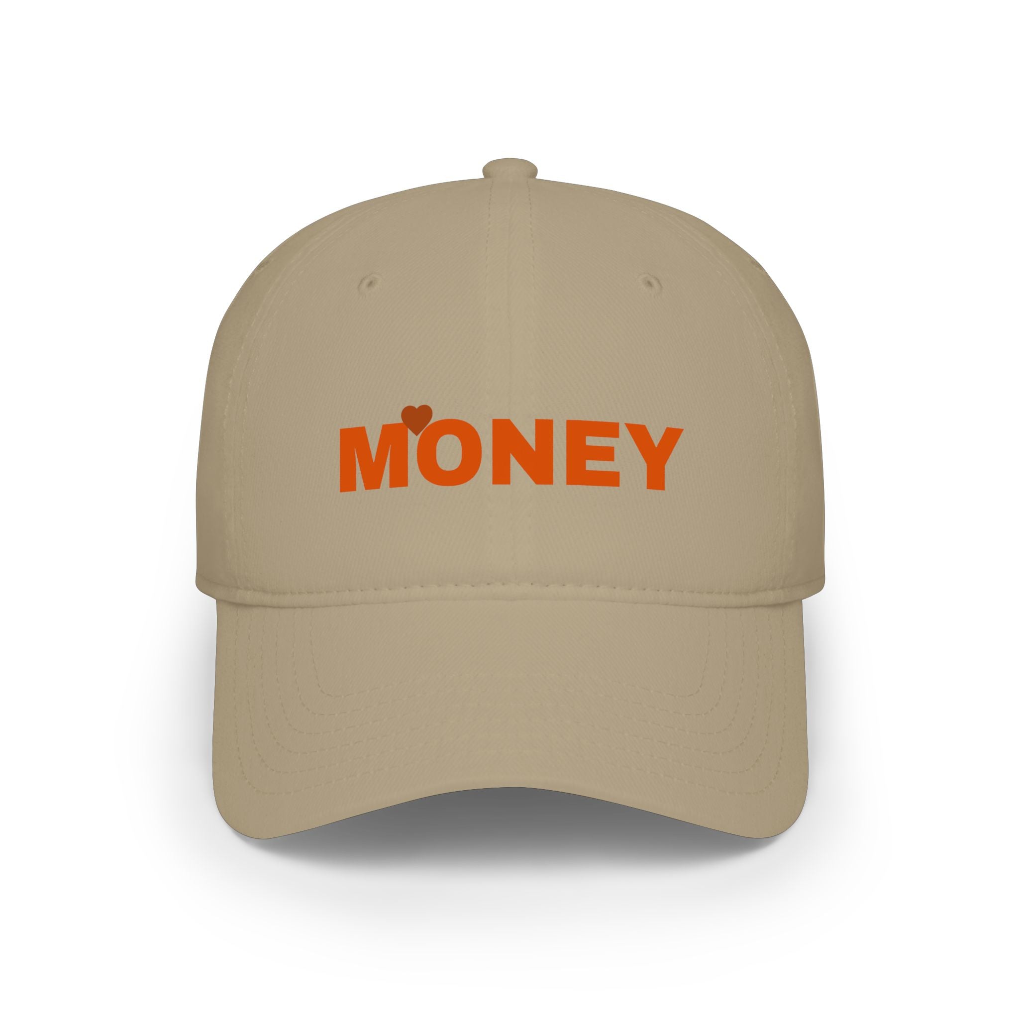 Money Embroidered Baseball Cap - Minimal Red Low-Profile Hat