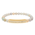 Engraved Natural Stone Stretch Bracelet — "Always Love, Feel Different" Bar