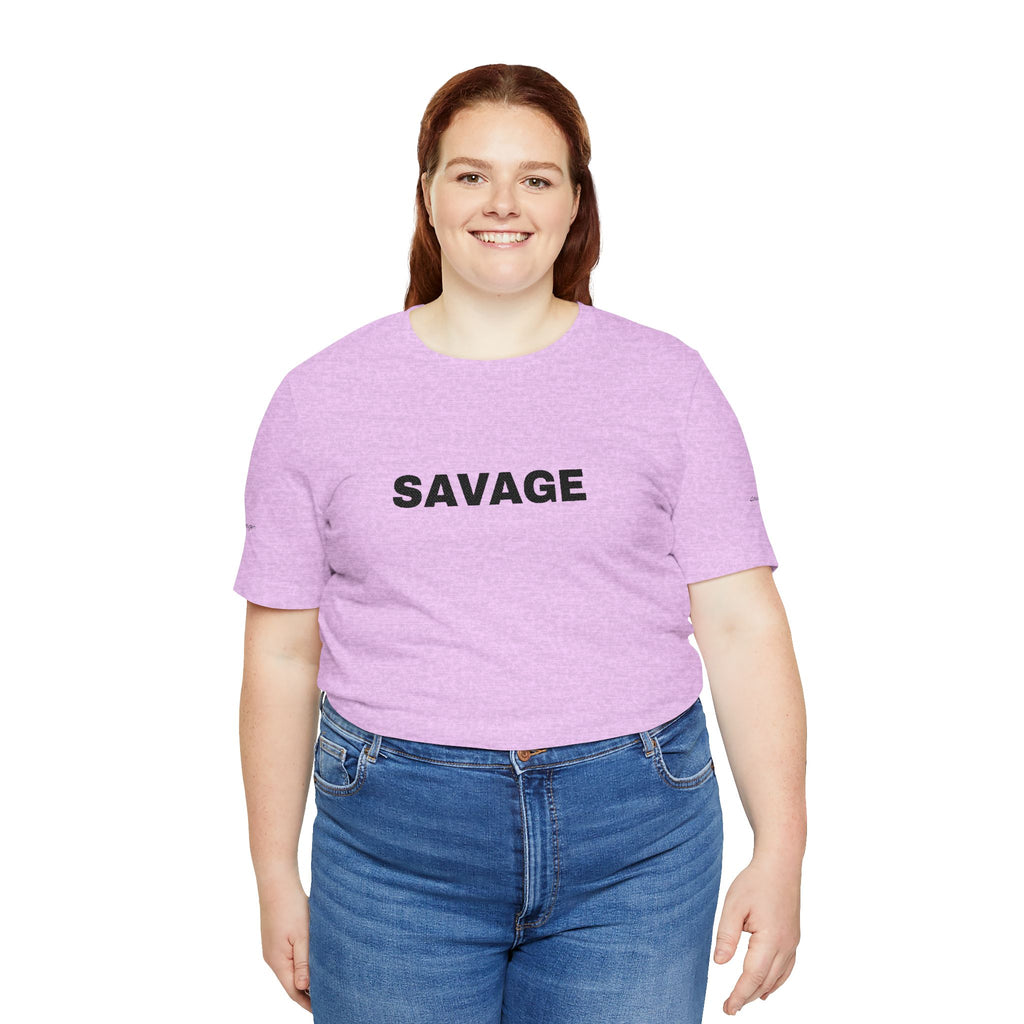 Savage Graphic Tee - Bold Text White T-Shirt