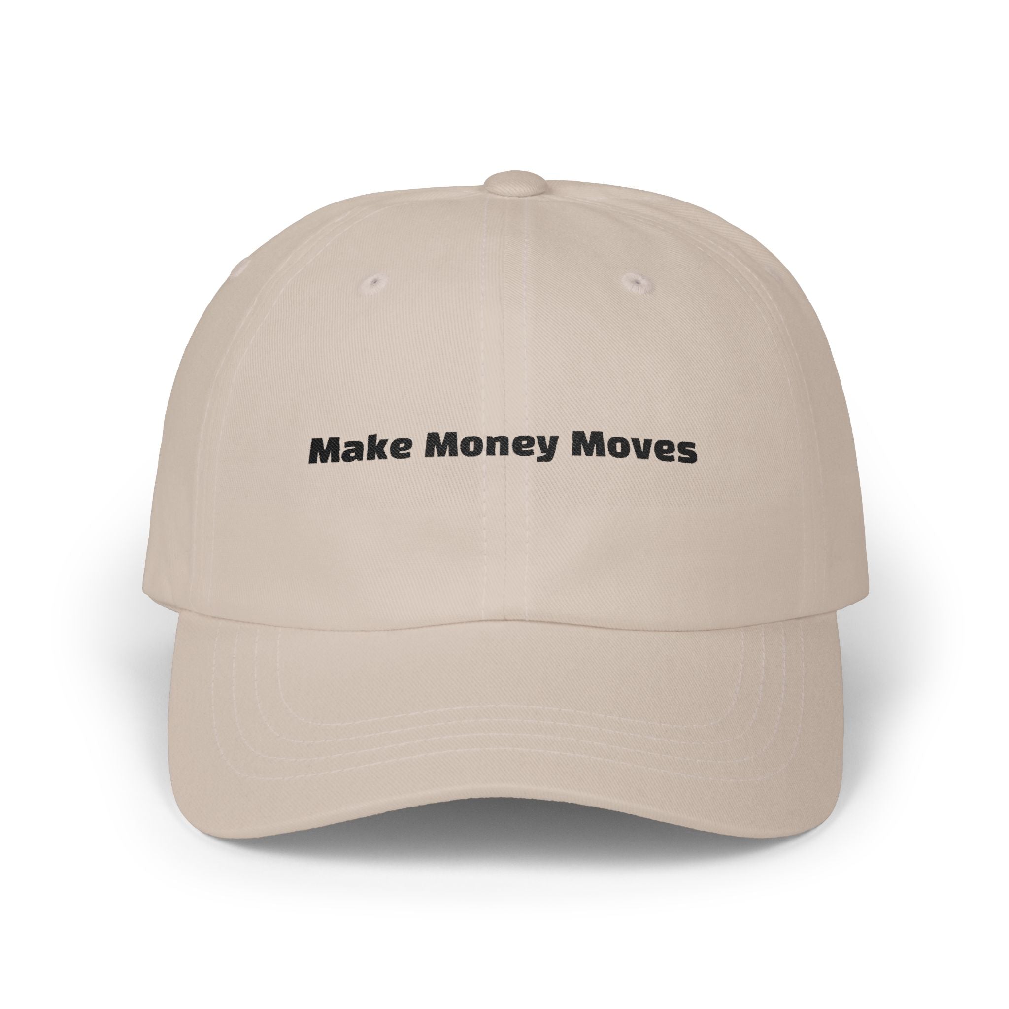 Make Money Moves Dad Cap — White Embroidered 'Make Money Moves' Front & 'Mindset' Back