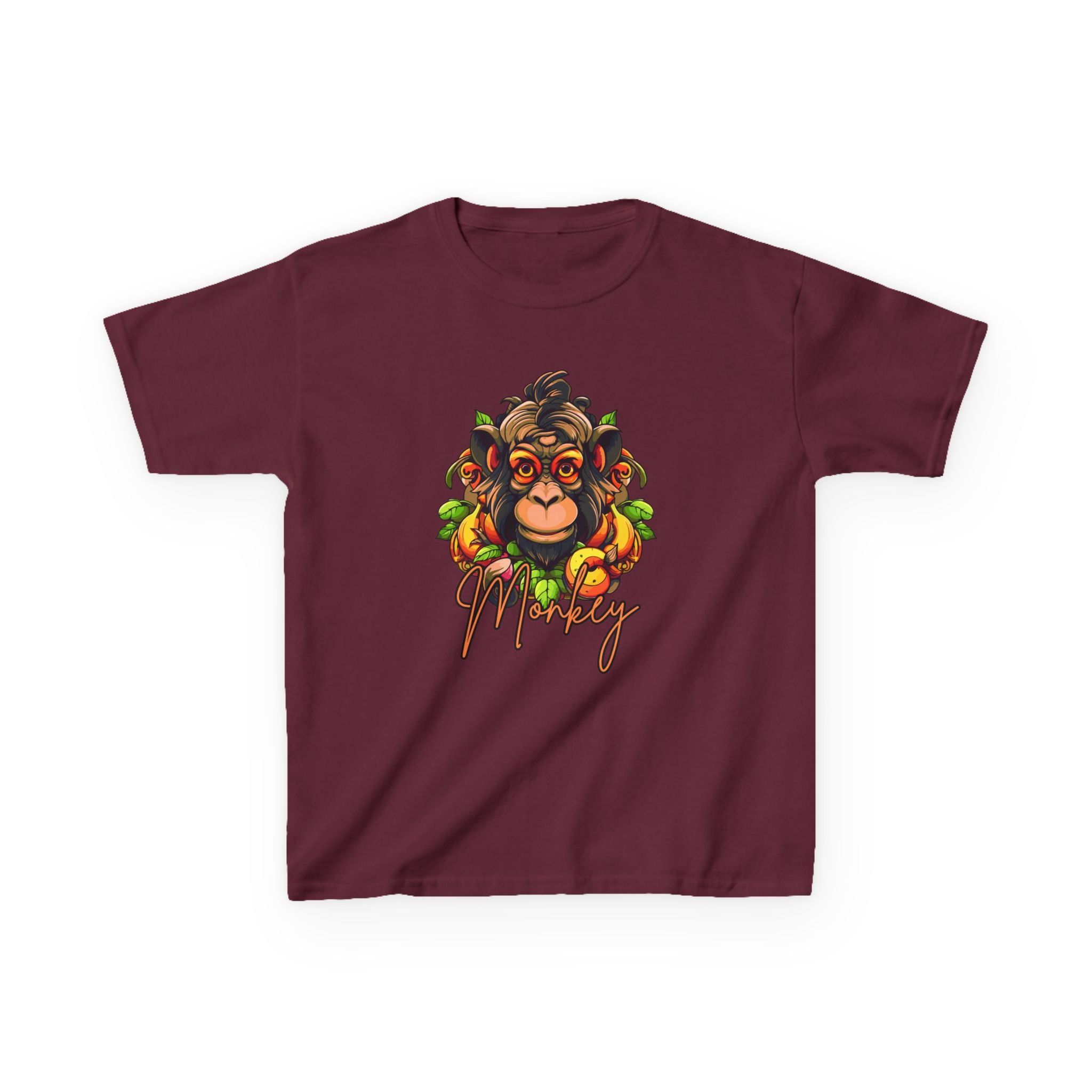 Kids Monkey Fruit Graphic Tee — Cute Tropical Chimp Design