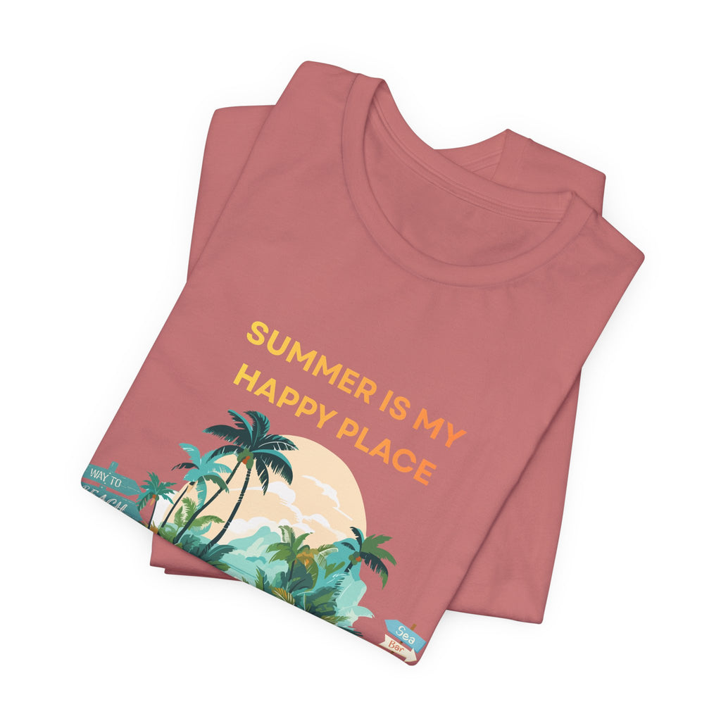 Summer Vibes Beach T-Shirt - "Summer Is My Happy Place" Graphic Tee
