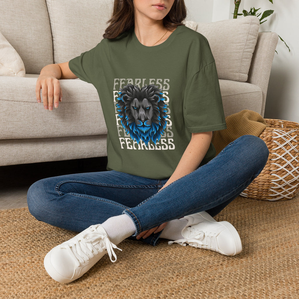 Lion Head T-Shirt — Bold Blue Mane Graphic Tee