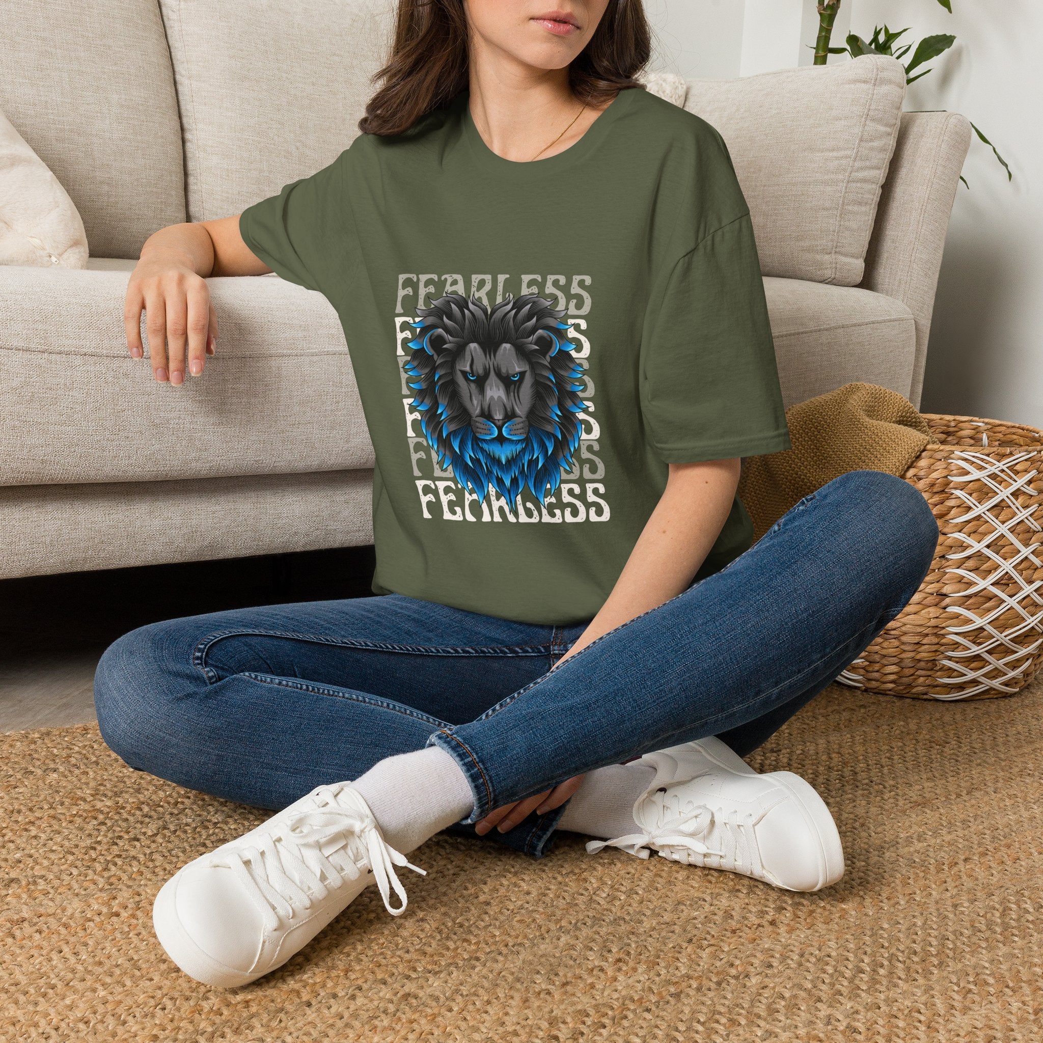 Lion Head T-Shirt — Bold Blue Mane Graphic Tee