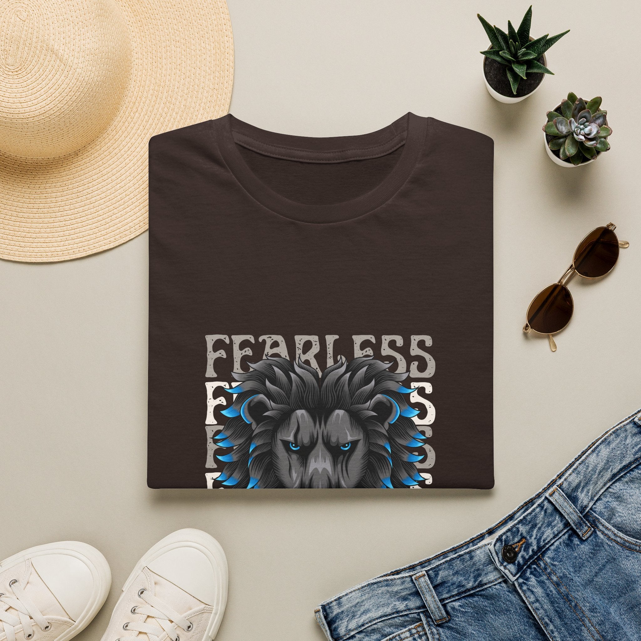 Lion Head T-Shirt — Bold Blue Mane Graphic Tee