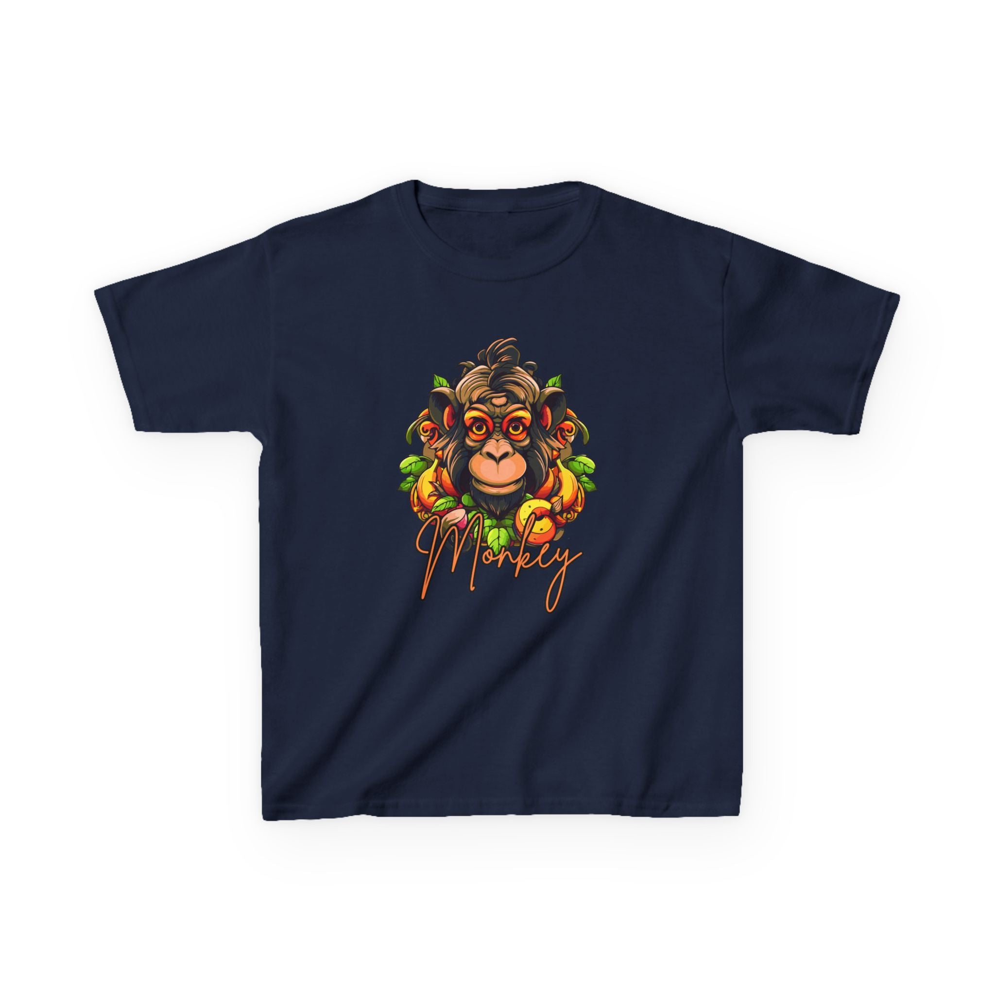 Kids Monkey Fruit Graphic Tee — Cute Tropical Chimp Design