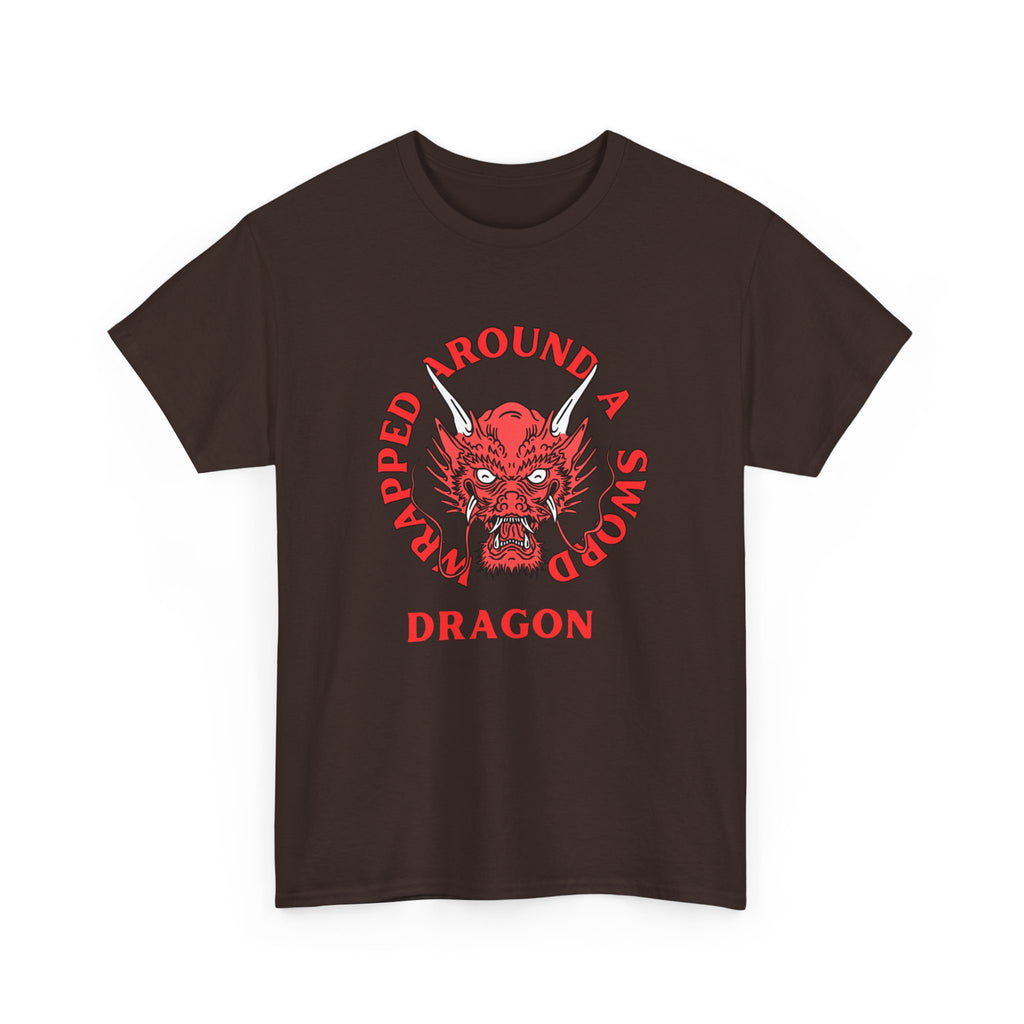 Dragon Tee — 'Wrapped Around a Sword' Red Dragon Graphic T-Shirt