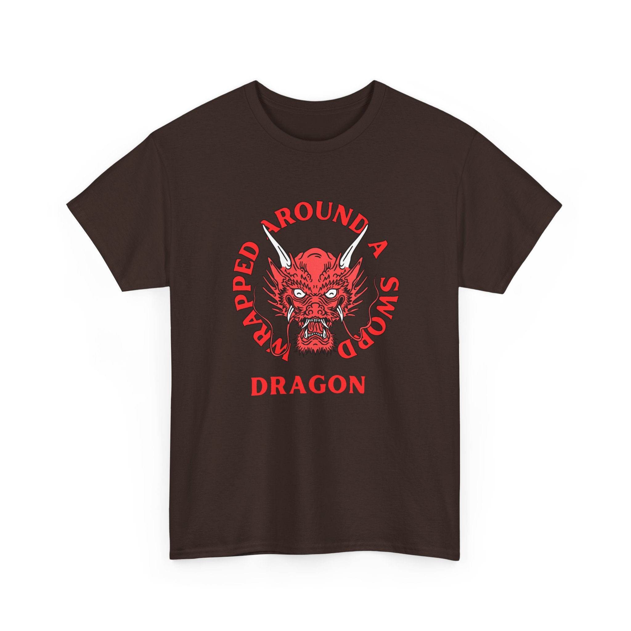 Dragon Tee — 'Wrapped Around a Sword' Red Dragon Graphic T-Shirt