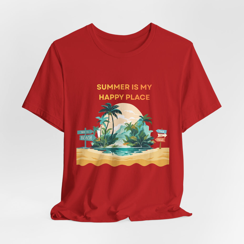 Summer Vibes Beach T-Shirt - "Summer Is My Happy Place" Graphic Tee