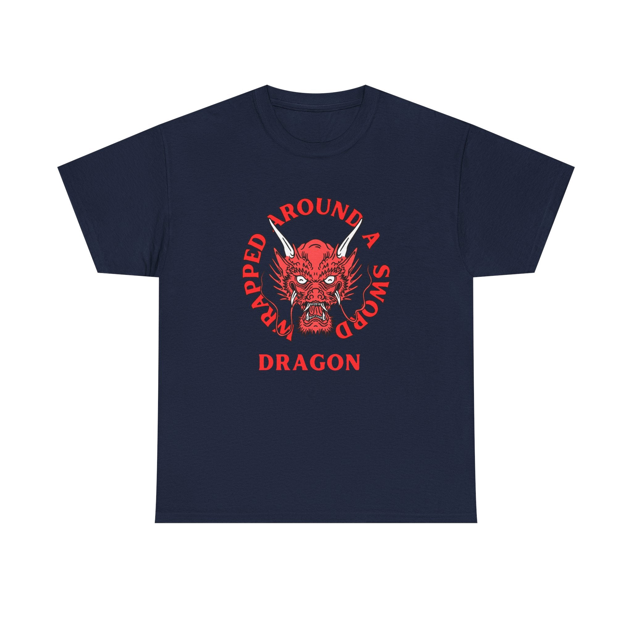 Dragon Tee — 'Wrapped Around a Sword' Red Dragon Graphic T-Shirt