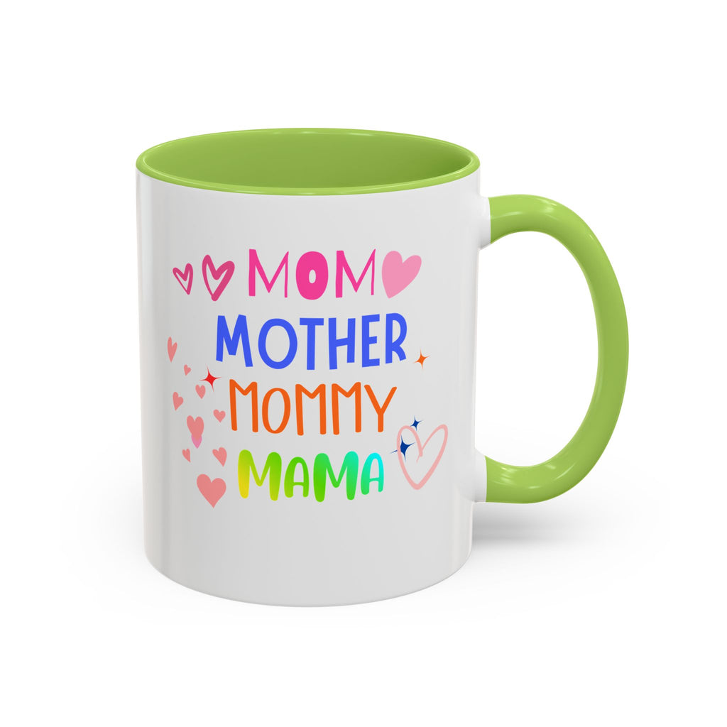 Mother/Mom Rainbow Accent Coffee Mug — 'Mom Mother Mommy Mama' Gift for Mother's Day
