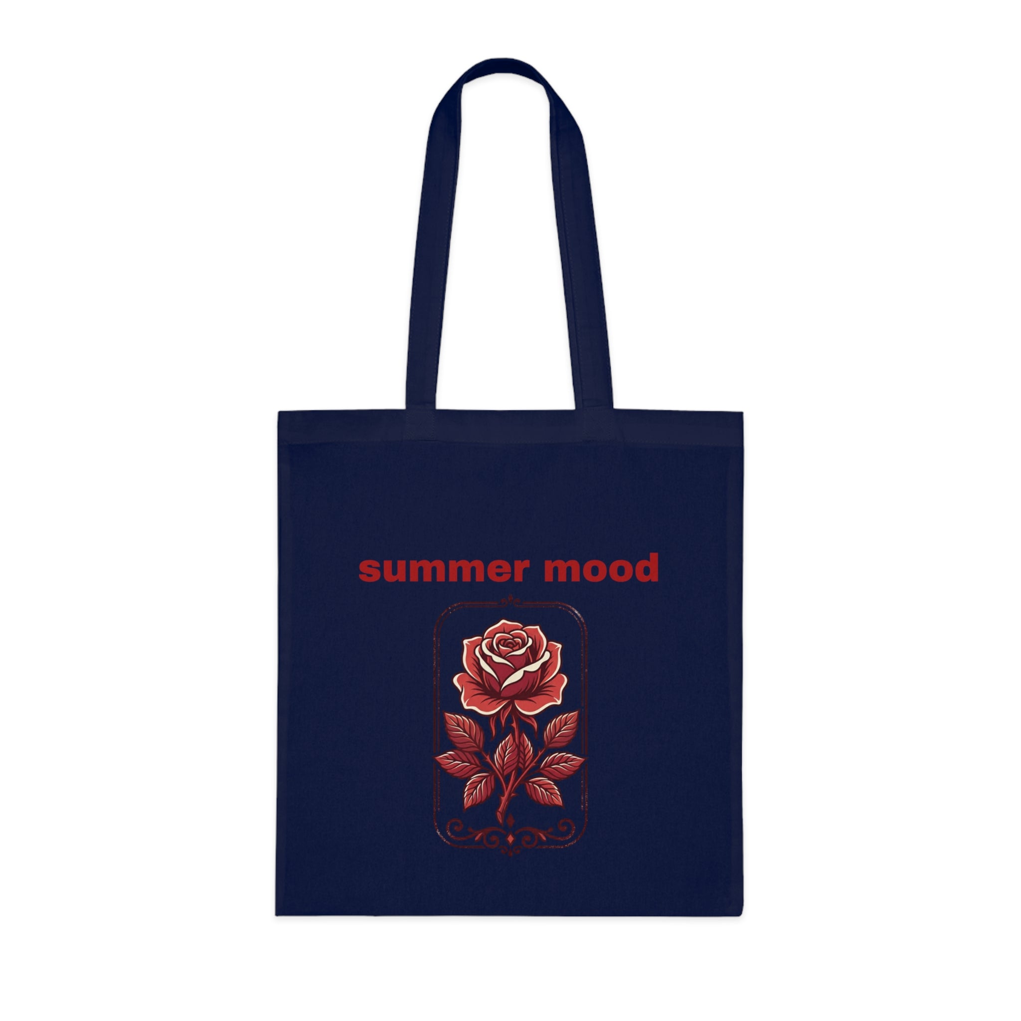 Summer Mood Floral Tote Bag – Retro Rose Cotton Tote