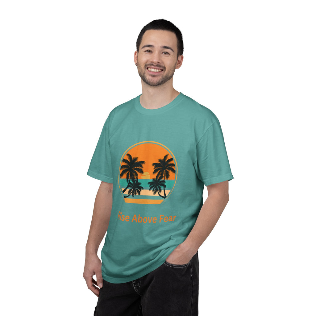 Rise Above Fear T-Shirt — Vintage Sunset Palm Tee
