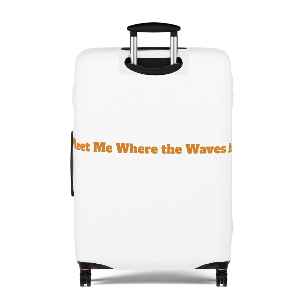 Radiant Sun Beach Luggage Cover — 'Meet Me Where the Waves Are' Travel Protector