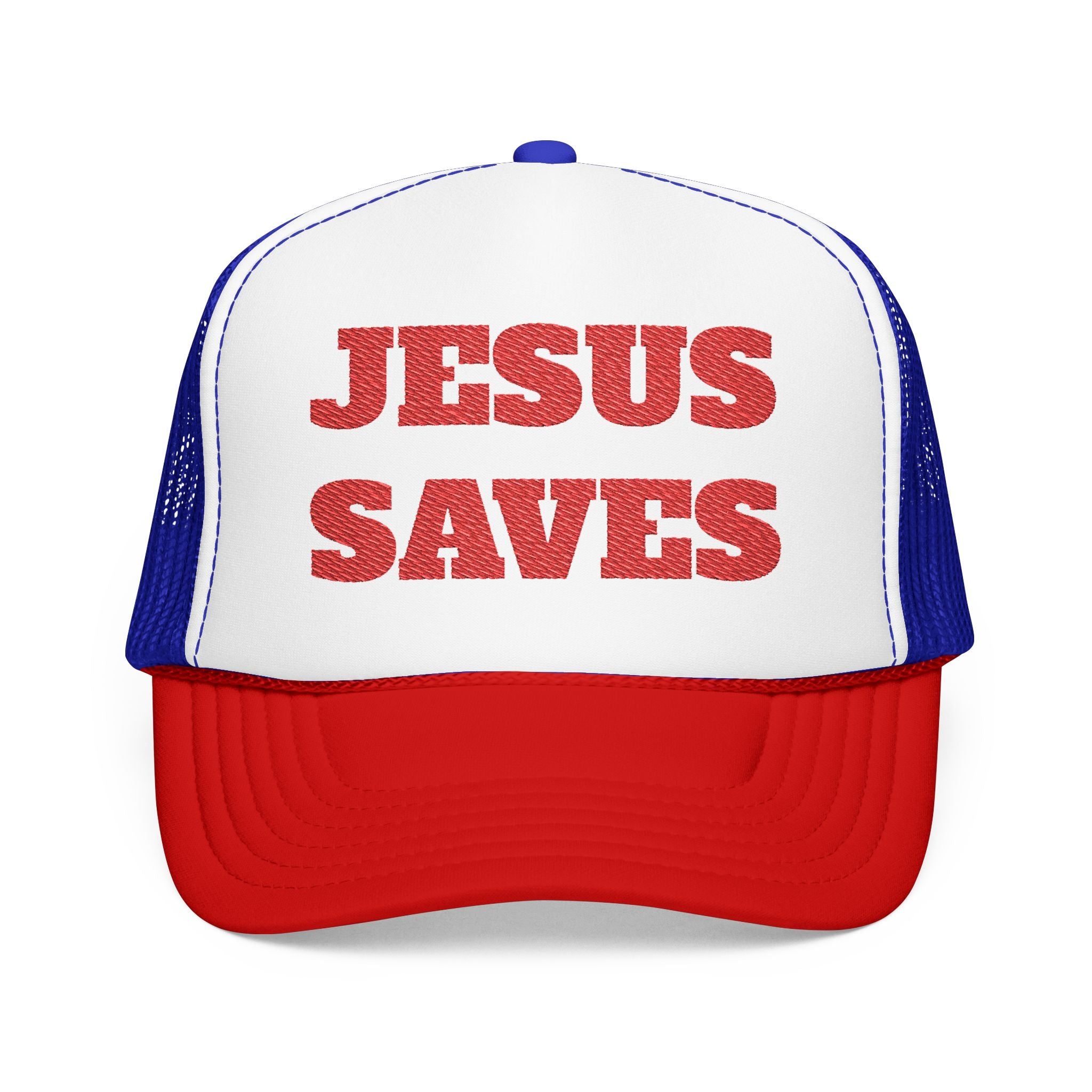 Jesus Saves Foam Trucker Hat - Christian Gospel Mesh Cap