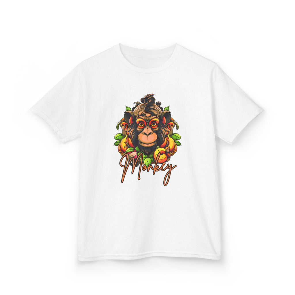 Kids Monkey Fruit Graphic Tee — Cute Tropical Chimp Design