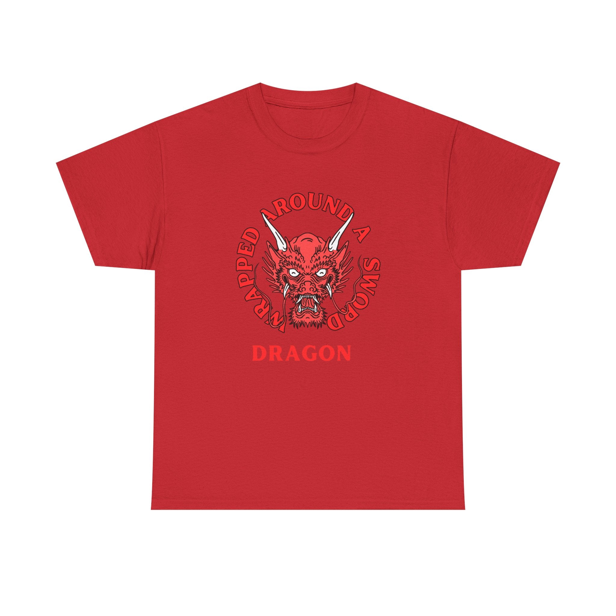 Dragon Tee — 'Wrapped Around a Sword' Red Dragon Graphic T-Shirt