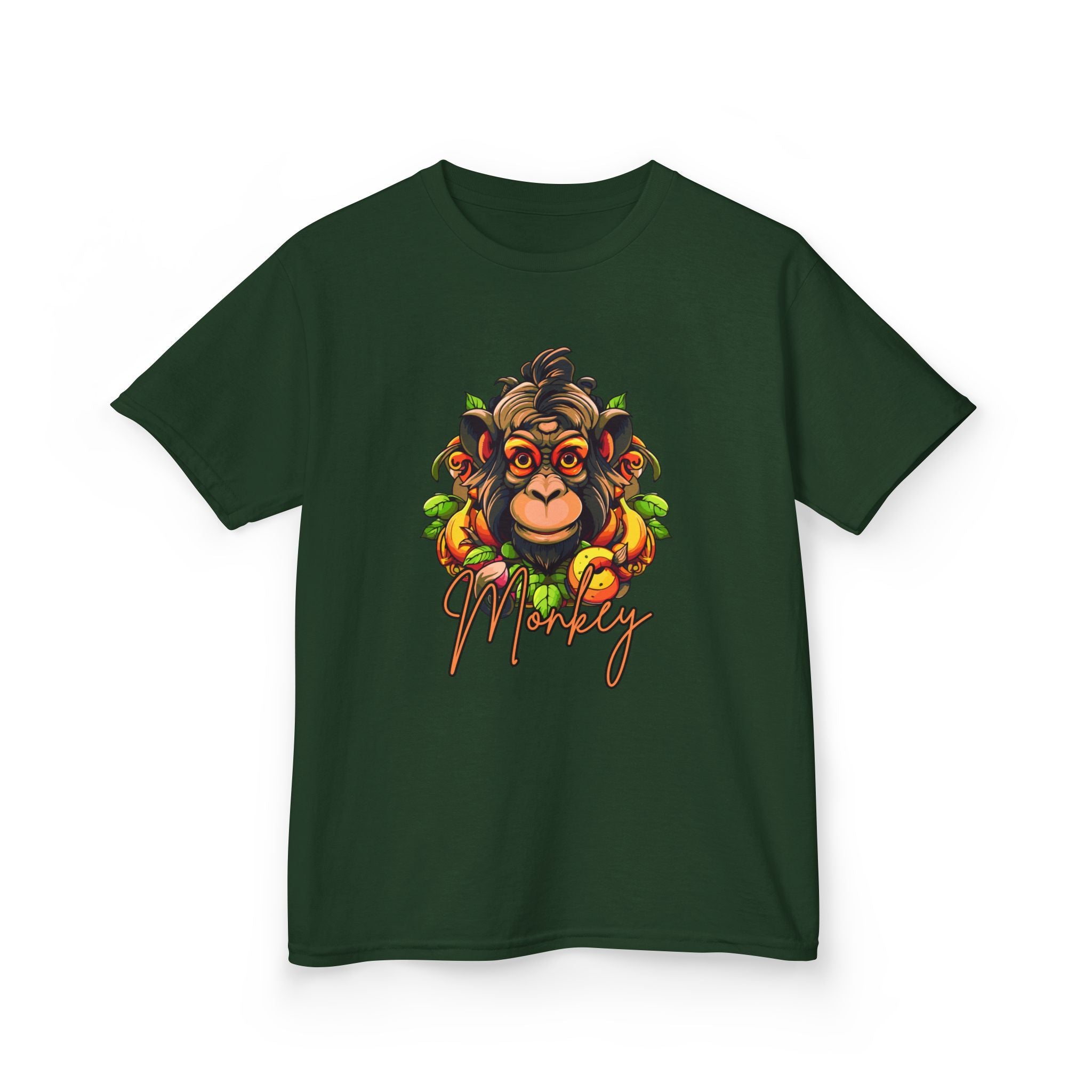 Kids Monkey Fruit Graphic Tee — Cute Tropical Chimp Design