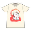 Cat Sitting on the Moon T-Shirt — Cute Pink Cat Graphic Tee