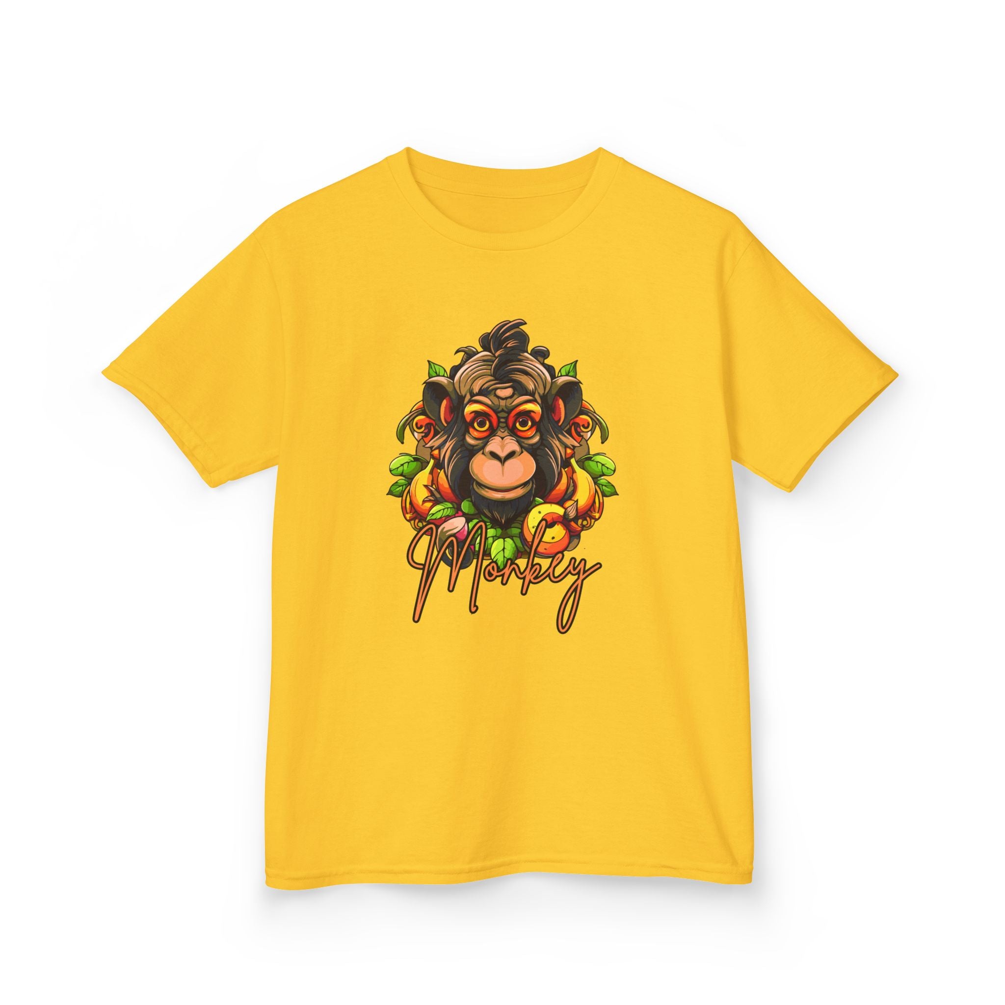 Kids Monkey Fruit Graphic Tee — Cute Tropical Chimp Design