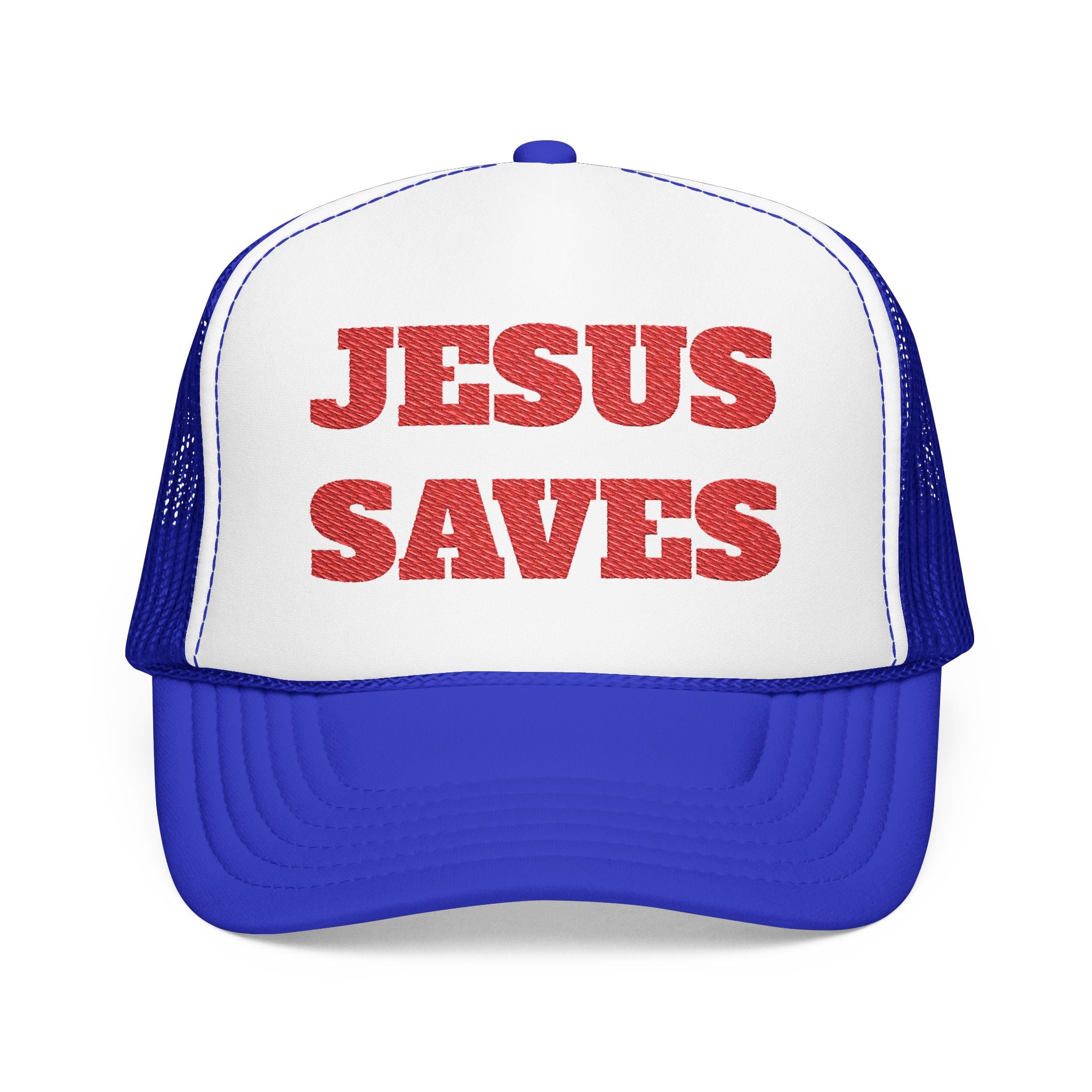 Jesus Saves Foam Trucker Hat - Christian Gospel Mesh Cap