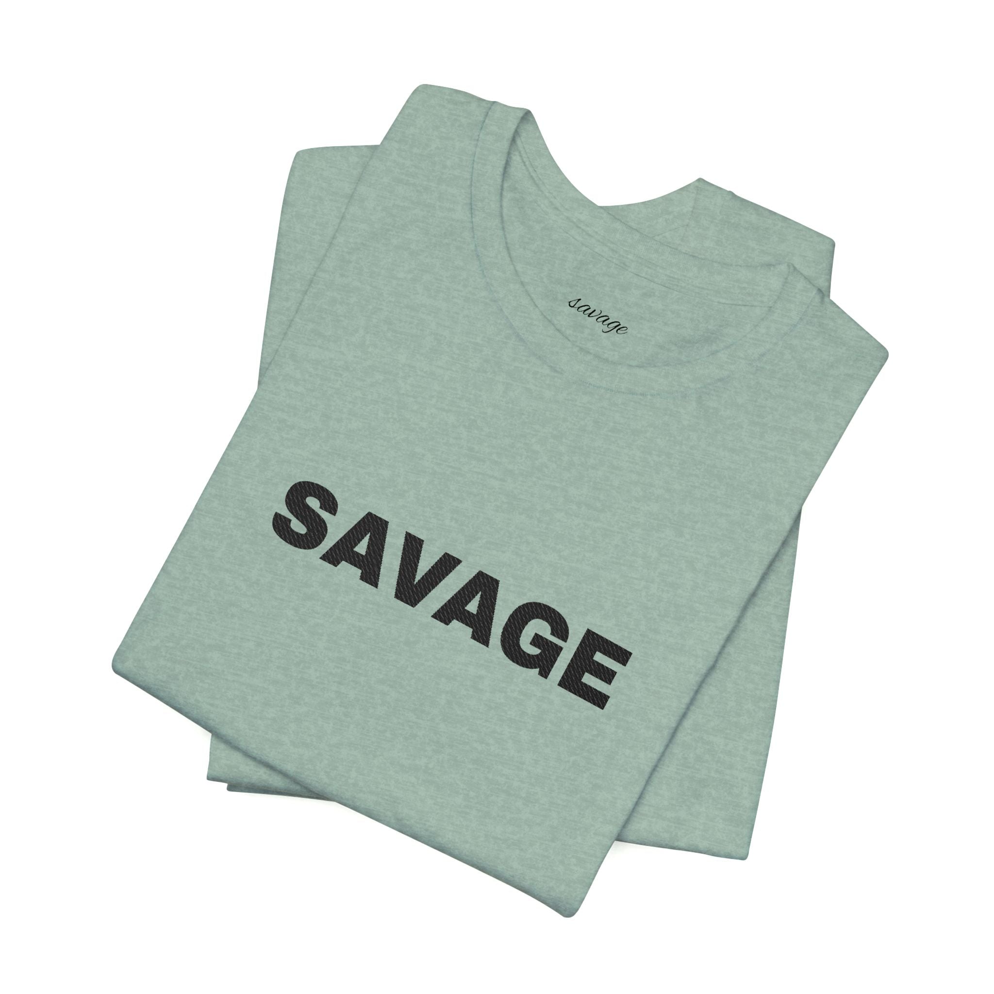 Savage Graphic Tee - Bold Text White T-Shirt