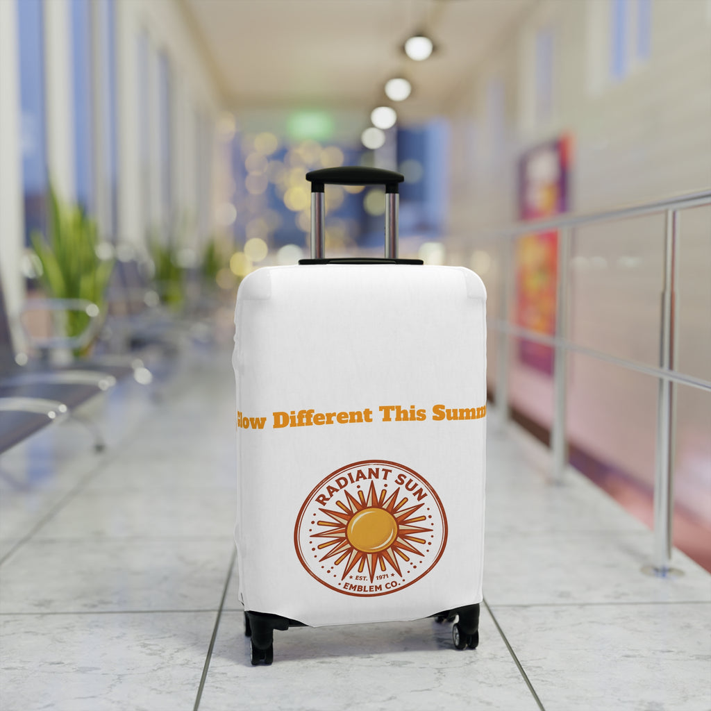 Radiant Sun Beach Luggage Cover — 'Meet Me Where the Waves Are' Travel Protector