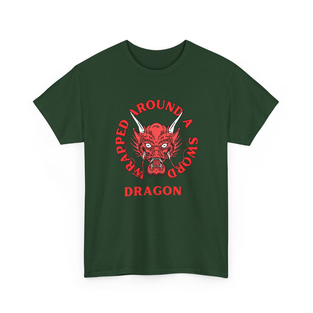 Dragon Tee — 'Wrapped Around a Sword' Red Dragon Graphic T-Shirt