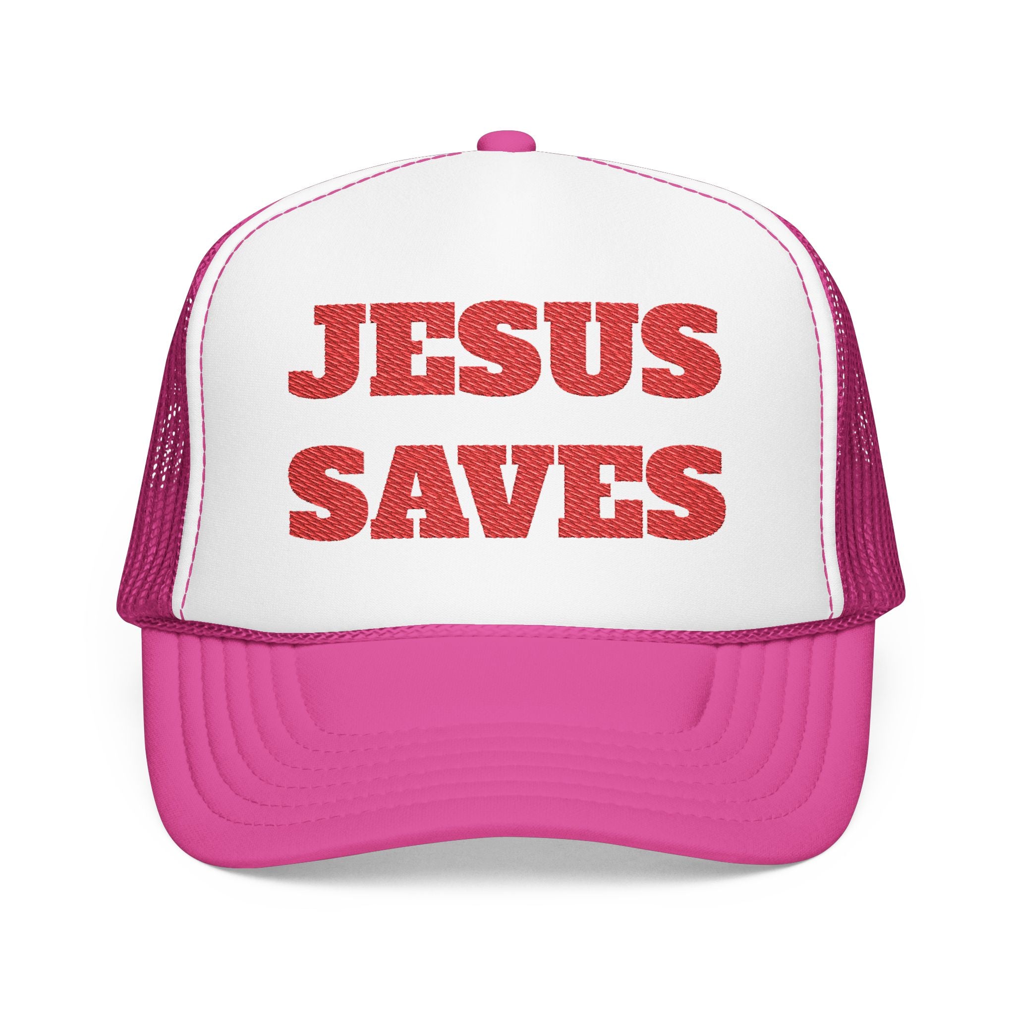 Jesus Saves Foam Trucker Hat - Christian Gospel Mesh Cap