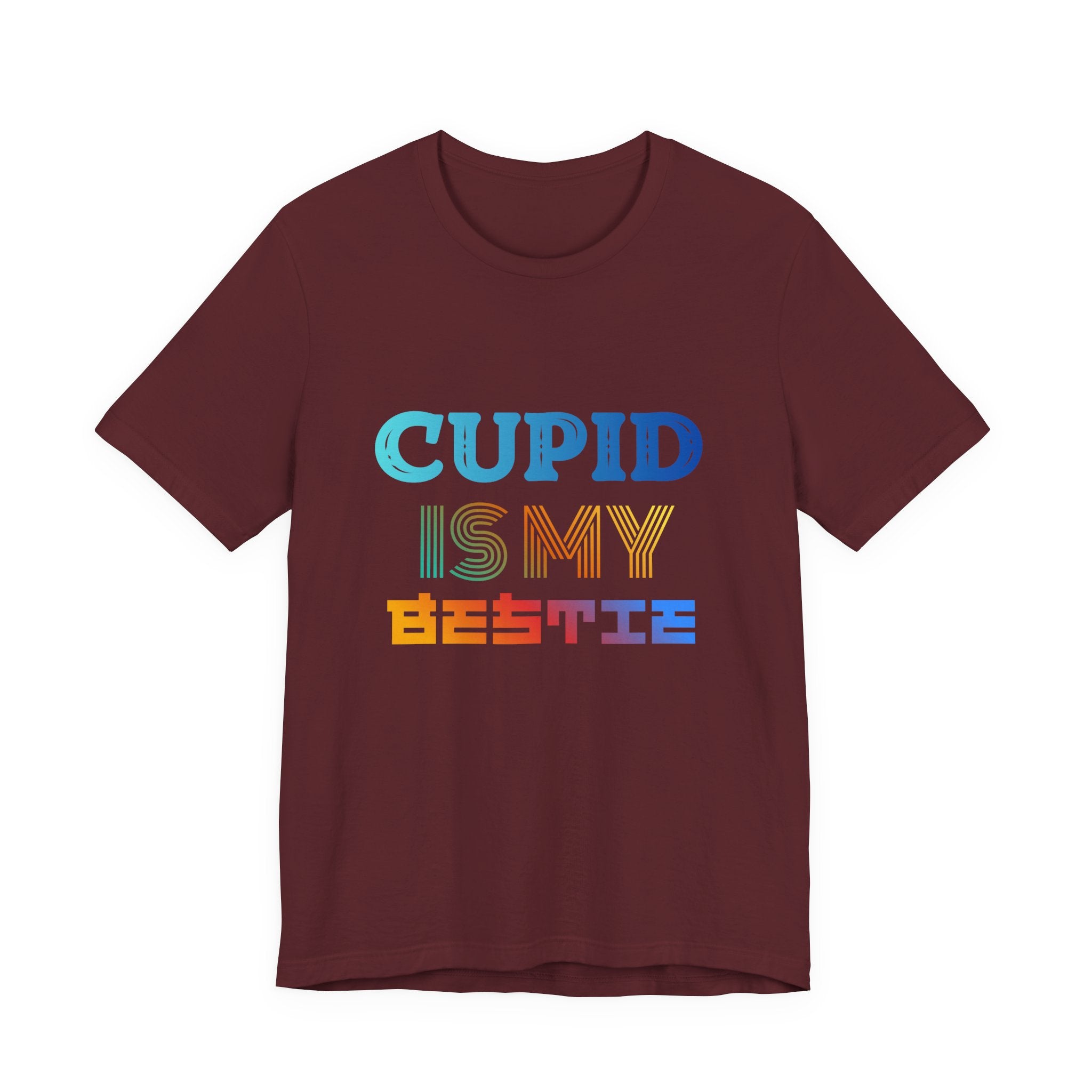 Cupid Is My Bestie Tee - Rainbow Valentine Graphic T-Shirt
