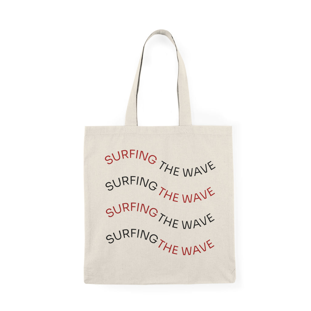 Surfing The Wave Canvas Tote - Coastal Beach Bag for Surfers & Summer Vibes