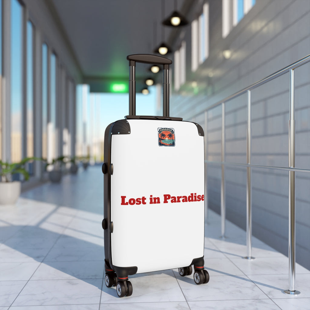 Suitcase – 'Lost in Paradise' Tropical Carry-On Luggage Sticker Design
