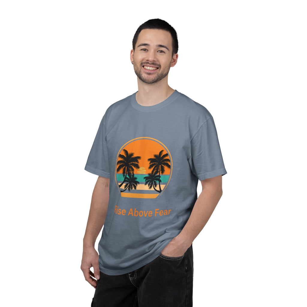 Rise Above Fear T-Shirt — Vintage Sunset Palm Tee