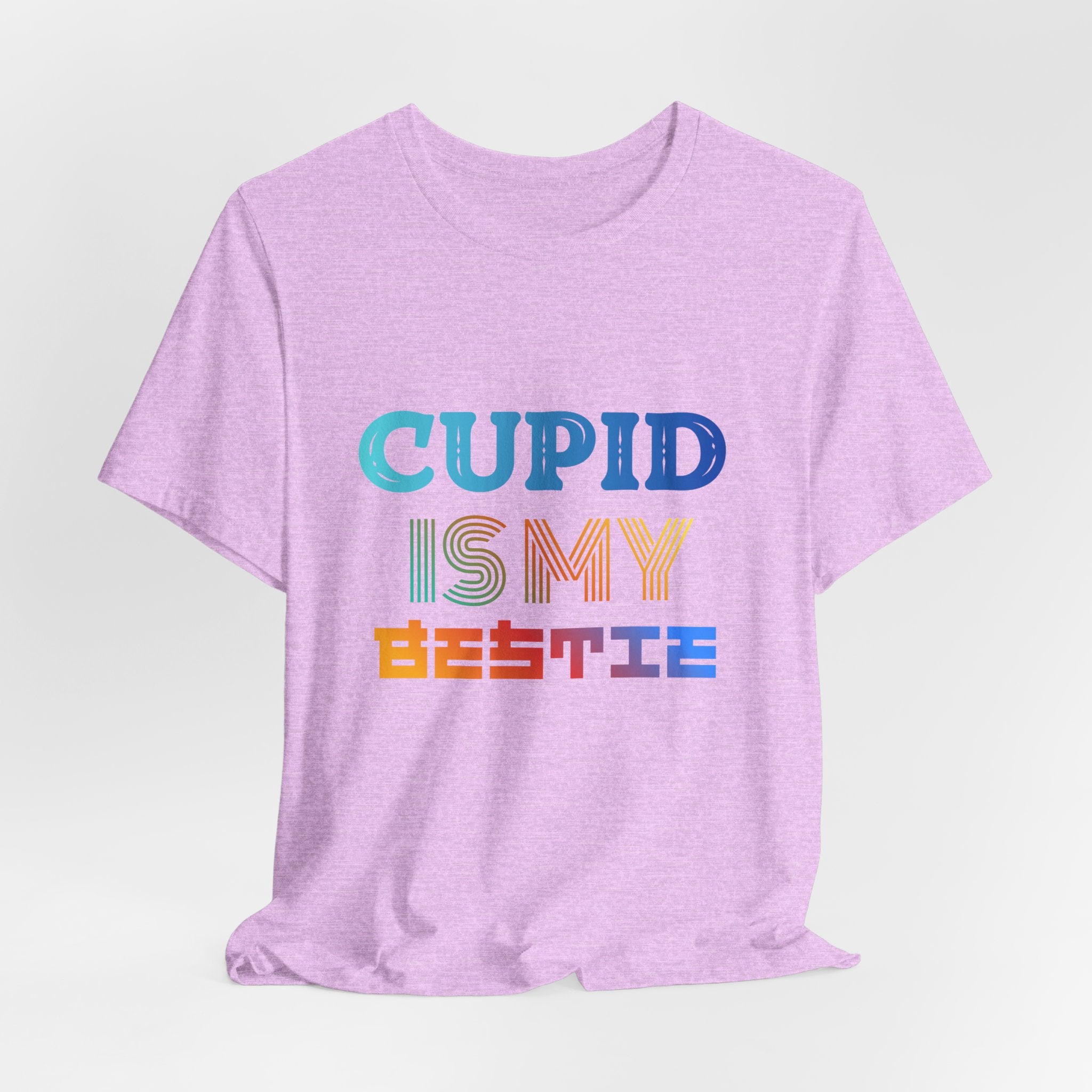 Cupid Is My Bestie Tee - Rainbow Valentine Graphic T-Shirt