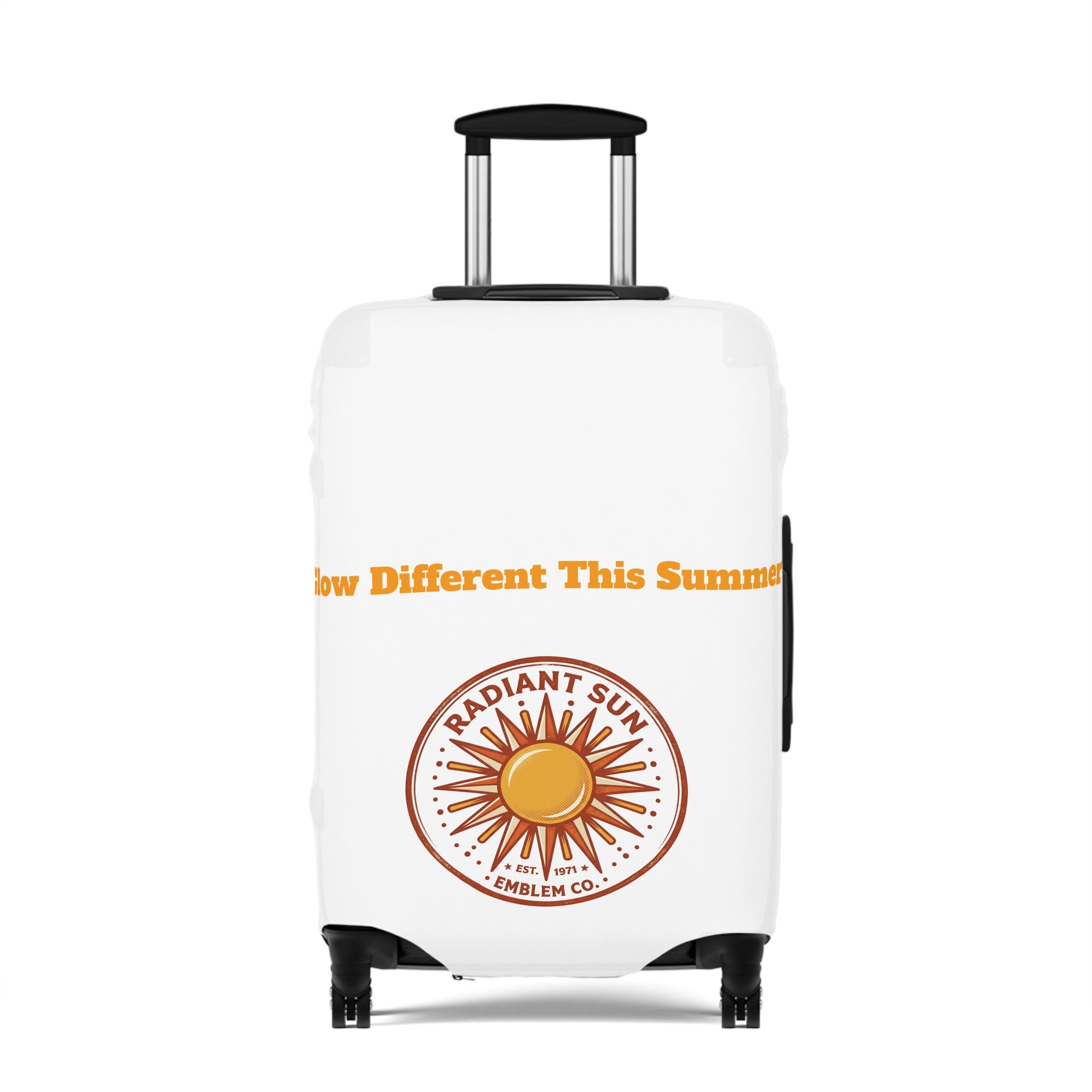 Radiant Sun Beach Luggage Cover — 'Meet Me Where the Waves Are' Travel Protector
