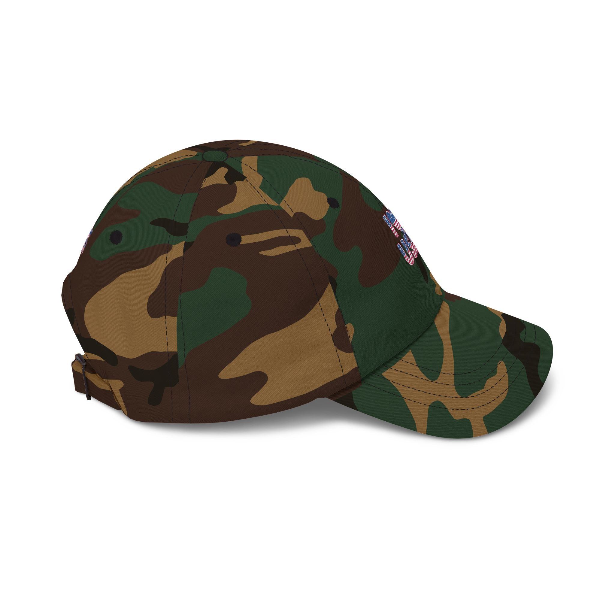 Patriotic USA Dad Cap — Small American Flag Embroidered Baseball Hat