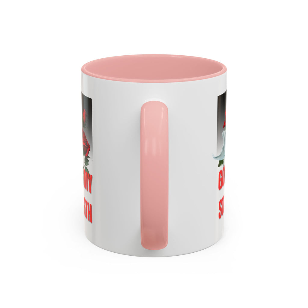 God Is My Strength Accent Coffee Mug – Inspirational Christian Dove & Roses (11/15oz)