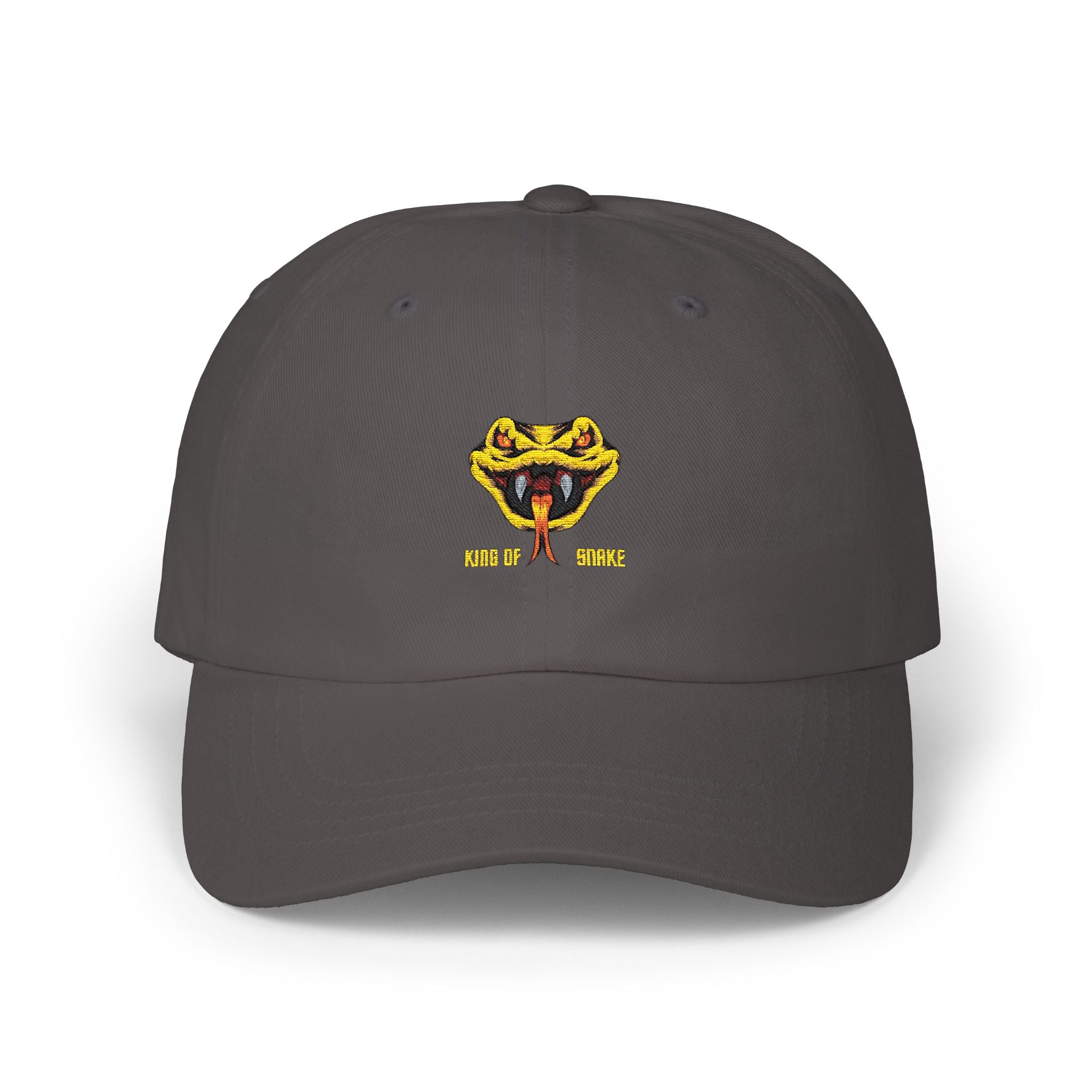 Dad Cap with Yellow Snake Embroidery — Retro Viper Logo Hat