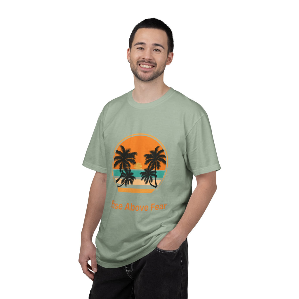 Rise Above Fear T-Shirt — Vintage Sunset Palm Tee