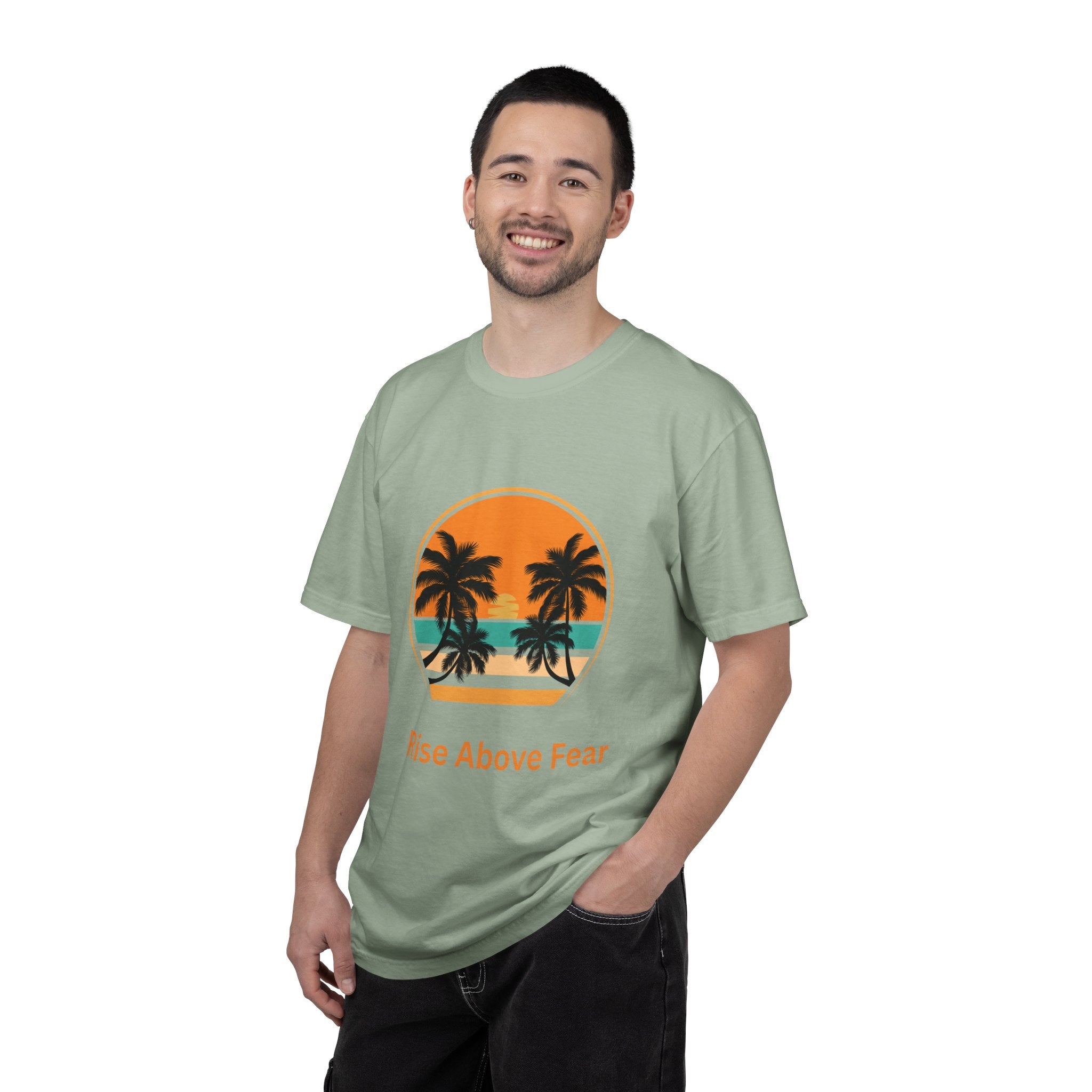 Rise Above Fear T-Shirt — Vintage Sunset Palm Tee