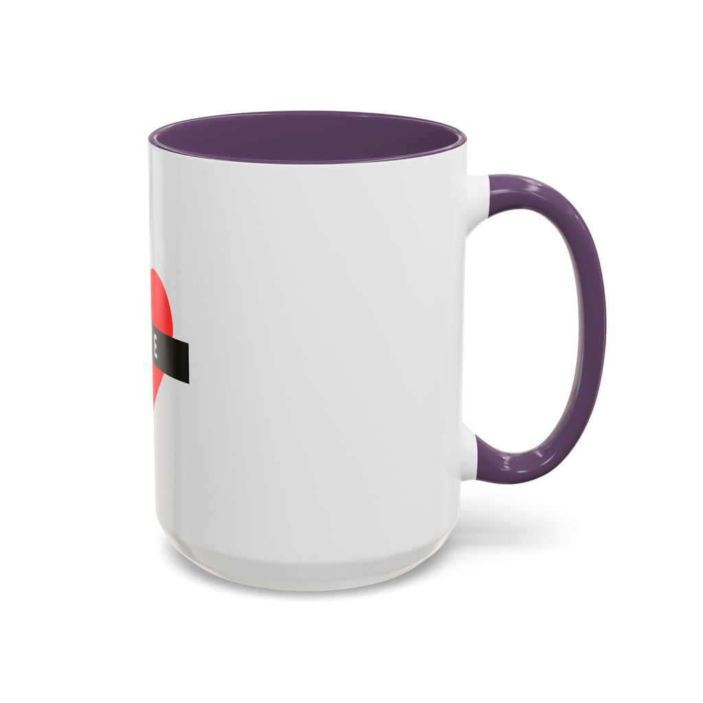 Love Heart Accent Mug – Red Heart with "LOVE" Banner, Valentine's Day Coffee Cup