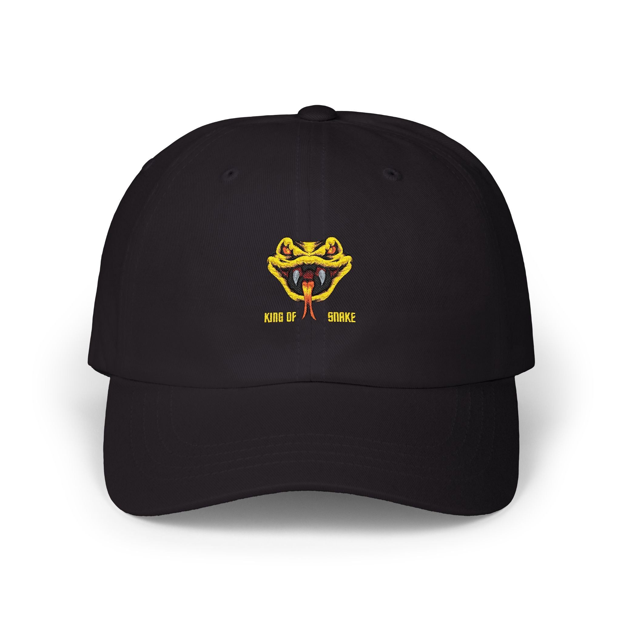 Dad Cap with Yellow Snake Embroidery — Retro Viper Logo Hat