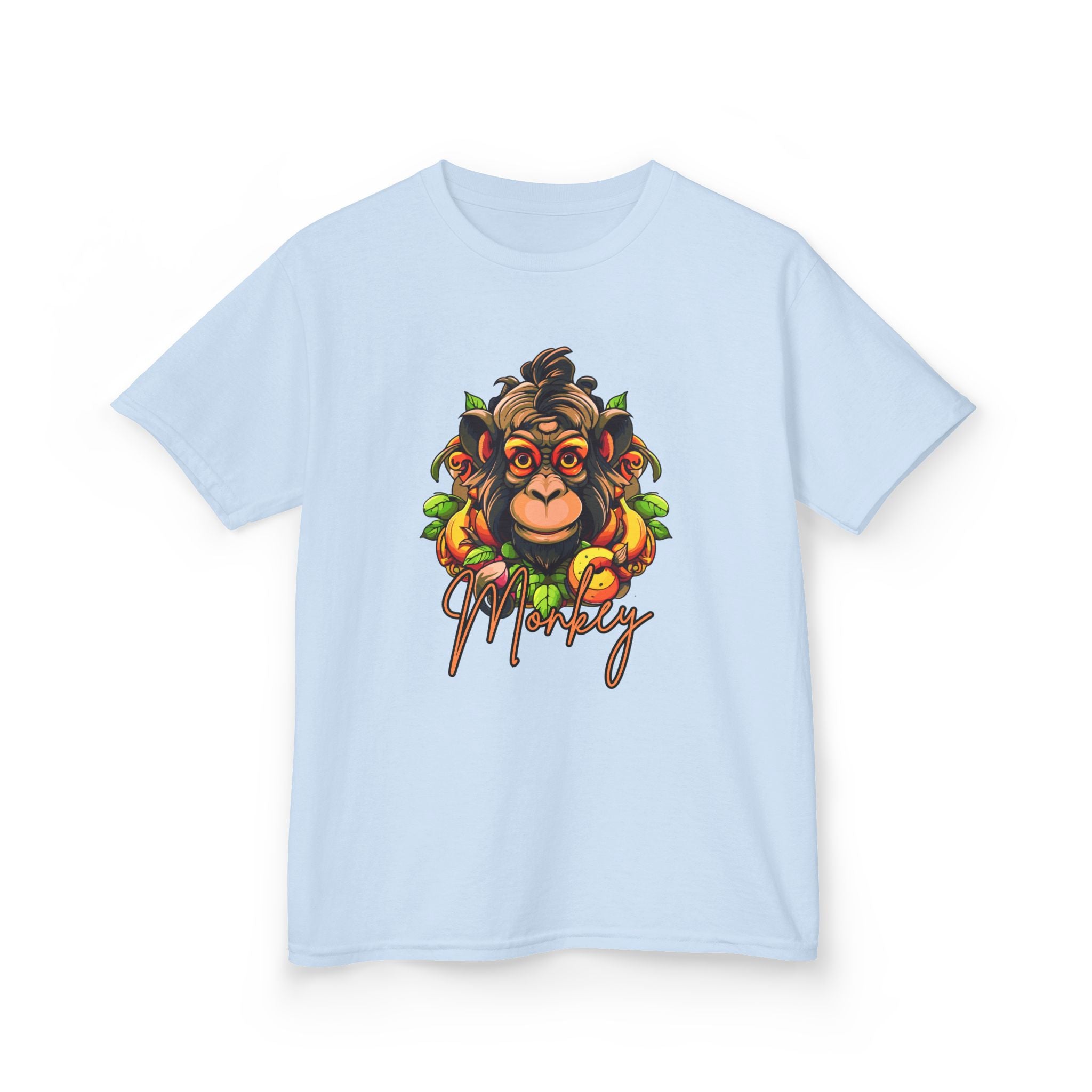 Kids Monkey Fruit Graphic Tee — Cute Tropical Chimp Design