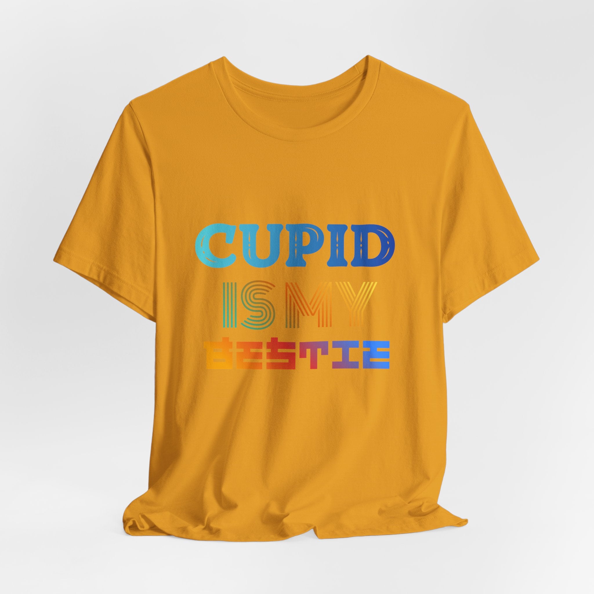 Cupid Is My Bestie Tee - Rainbow Valentine Graphic T-Shirt