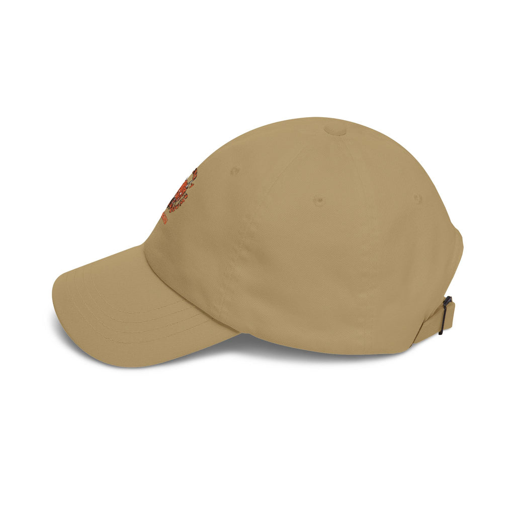 Dragon Emblem Dad Cap — Vintage Orange Floral Crest Hat