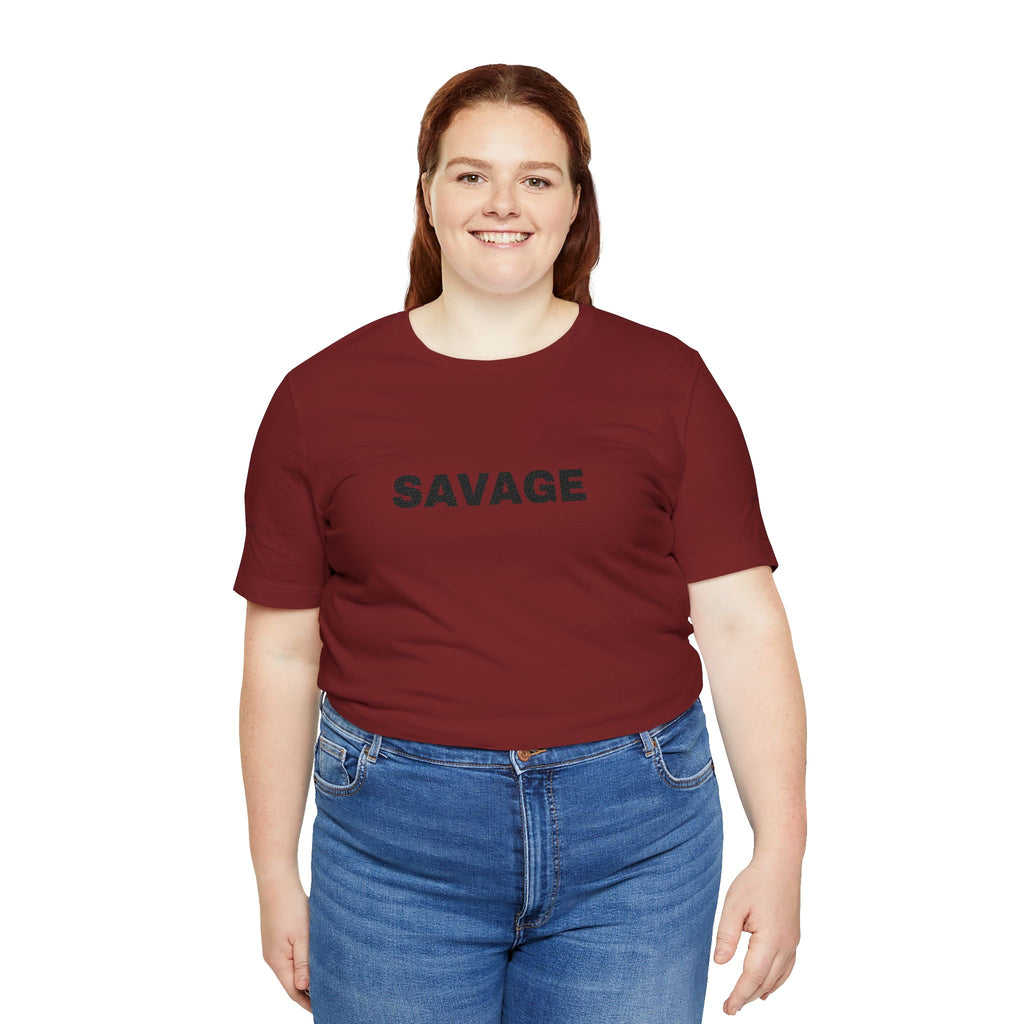 Savage Graphic Tee - Bold Text White T-Shirt