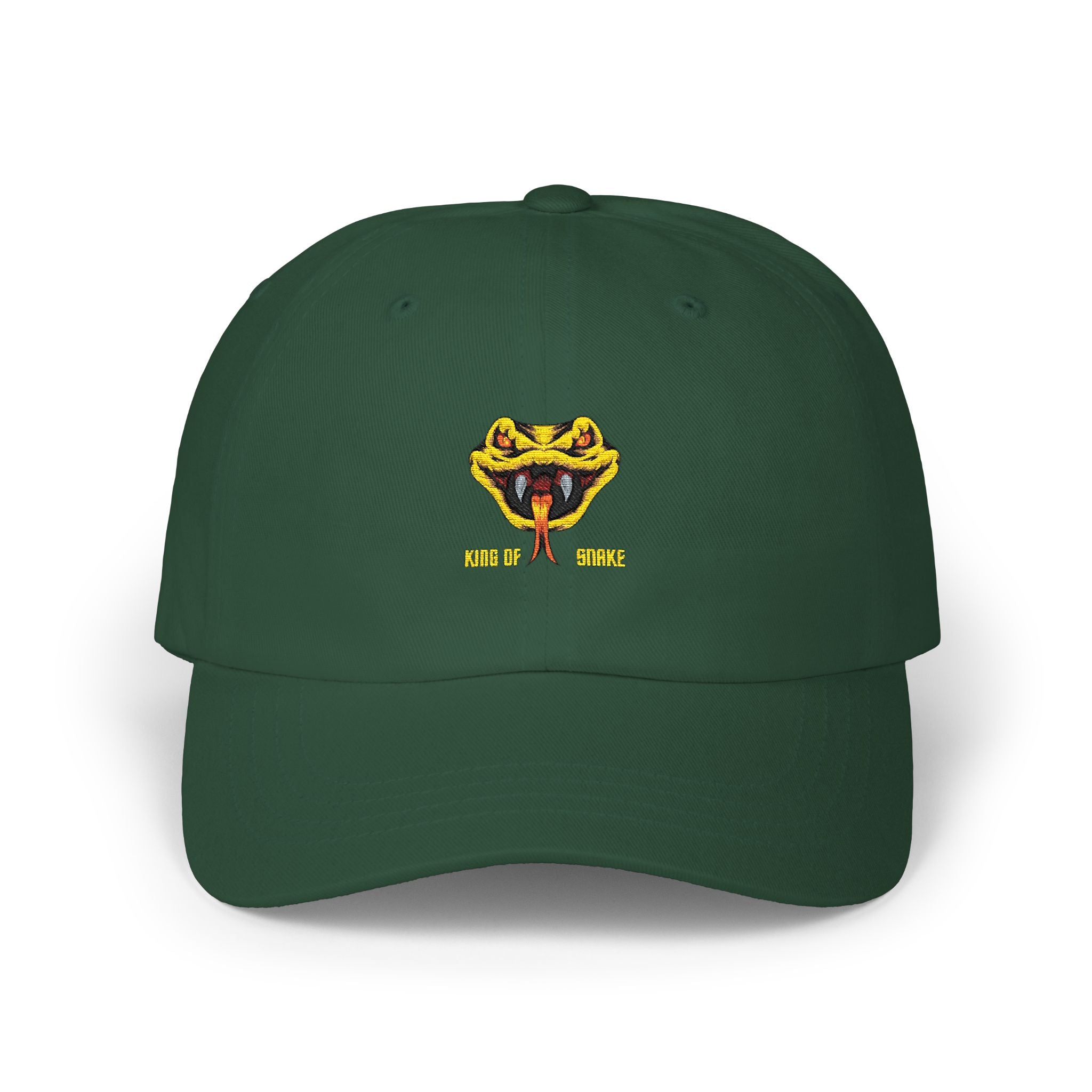 Dad Cap with Yellow Snake Embroidery — Retro Viper Logo Hat