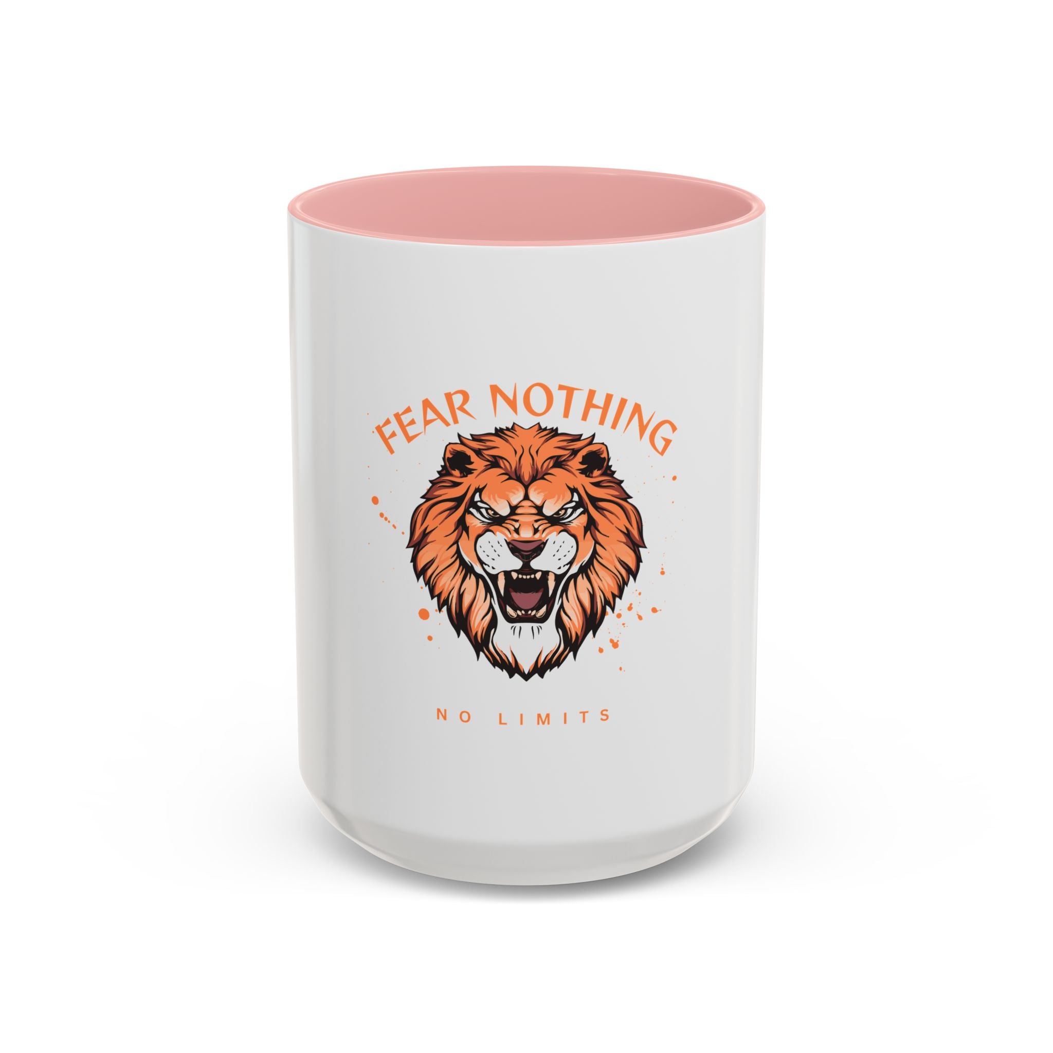 Fear Nothing Lion Accent Coffee Mug — Inspirational No Limits Motivational Gift